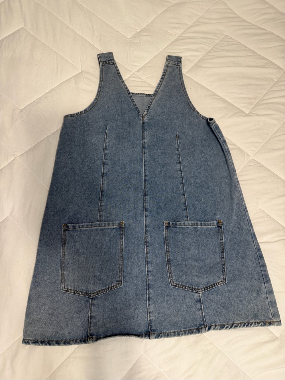 Classic Blue Denim Mini Pinafore Dress